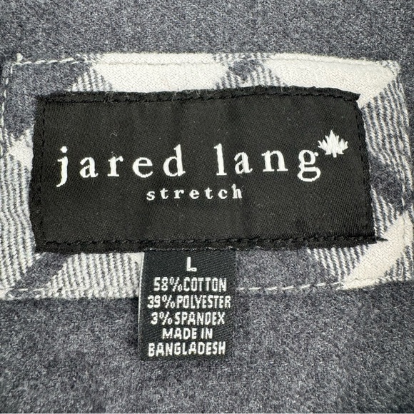 Jared Lang Mens Large Black White Plaid Long Sleeve Button Down Flannel Shirt - Picture 4 of 8